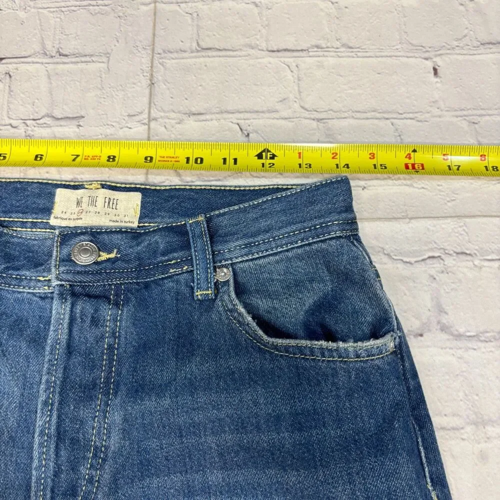 Free People We The Free Women Wide Leg Jeans Size 26 Distressed Denim D120 -12